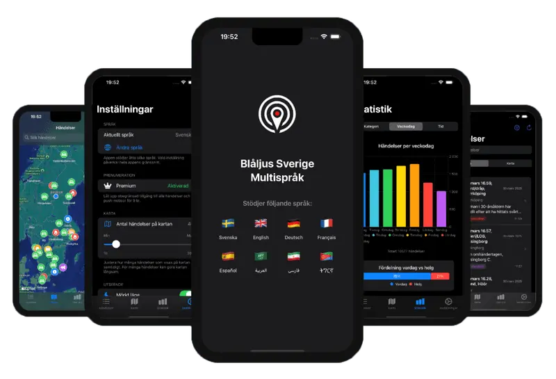 Blåljus Sverige app - Polishändelser på karta i realtid för iPhone