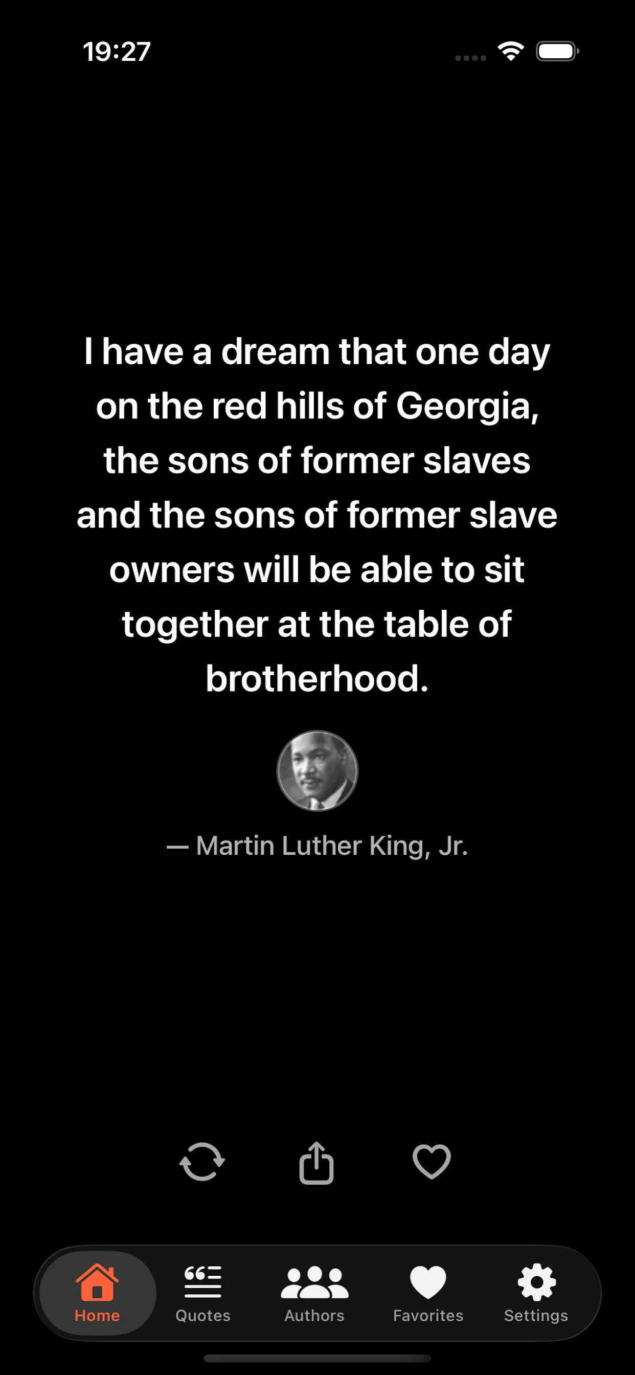 World of Quotes app quote detail view - Inspirational quote display with author